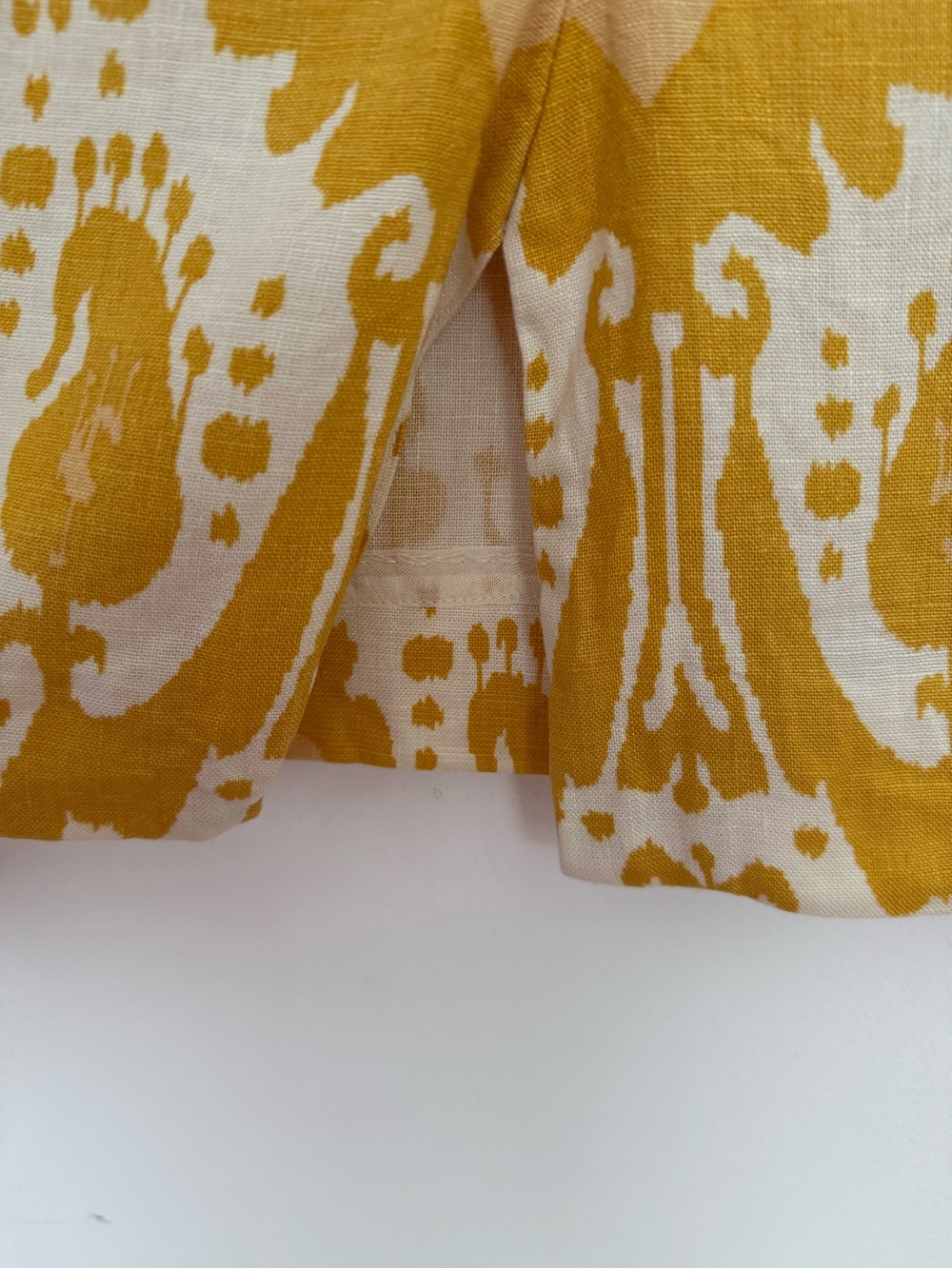 J.Crew 100% Linen Mustard Yellow Ikat Print Pencil Skirt Women's Size 6 - Picture 5 of 9